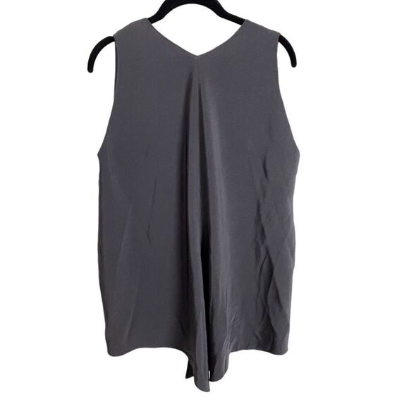 Silk Sleeveless High Low Split‎ Back Women's Size Large Blouse Gray - Picture 2 of 5